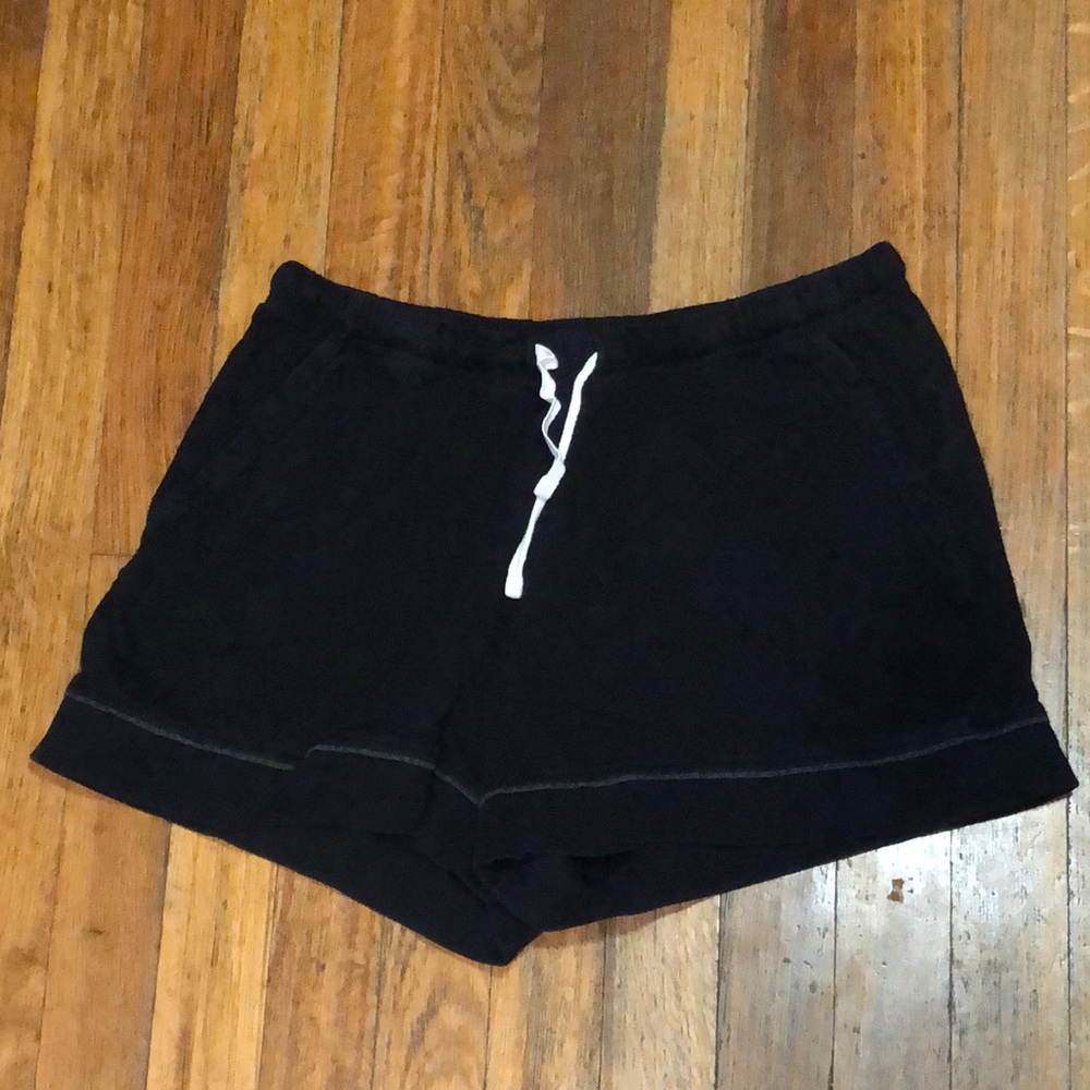 PACT Organic Cotton Ease Sleep Short | Black  Drawstring Pajama Bottoms | Size S